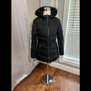 LN!!! WM GAP PUFFER COAT FUR HOODY BLK  (Rtl $150)